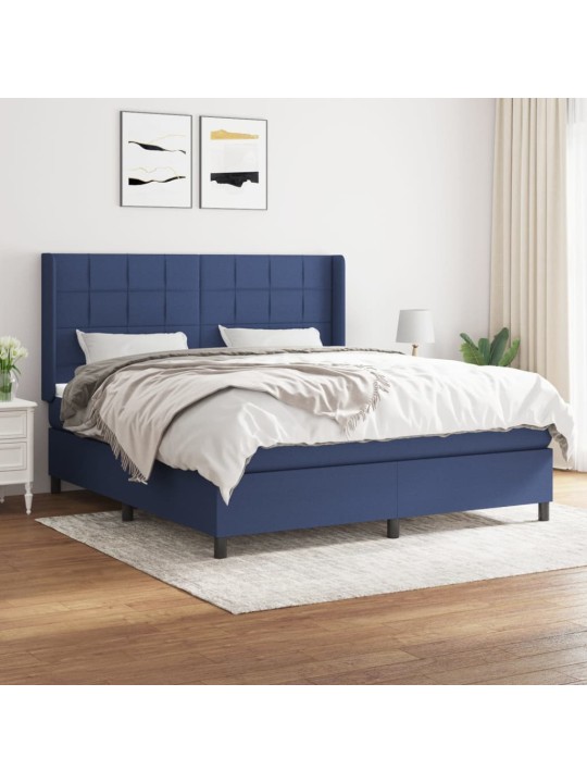 Box spring postel s matrací modrá 180x200 cm textil