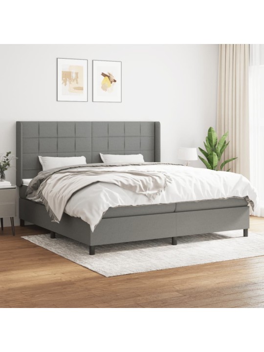 Box spring postel s matrací tmavě šedá 200x200 cm textil