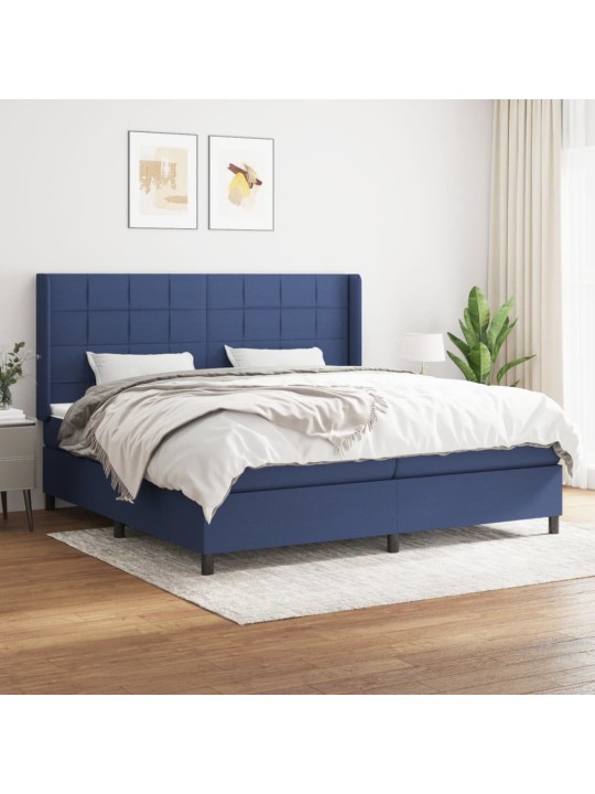 Box spring postel s matrací modrá 200x200 cm textil