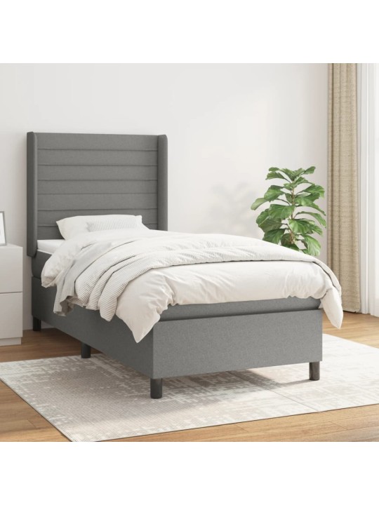 Box spring postel s matrací tmavě šedá 80 x 200 cm textil