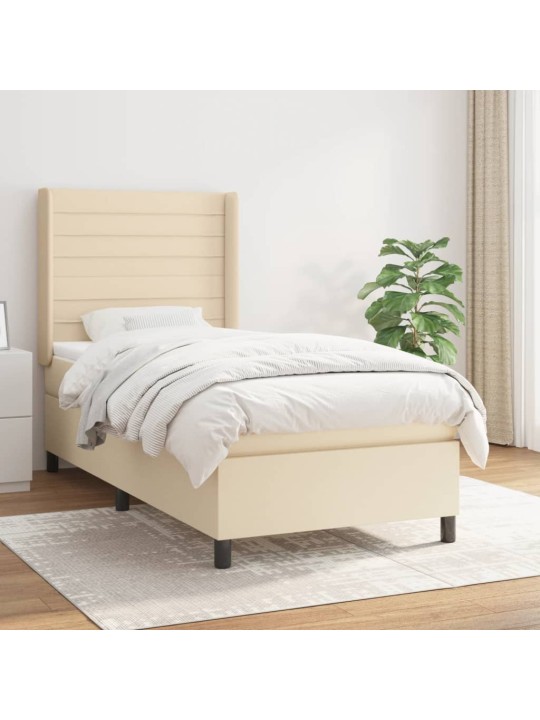 Box spring postel s matrací krémová 80 x 200 cm textil