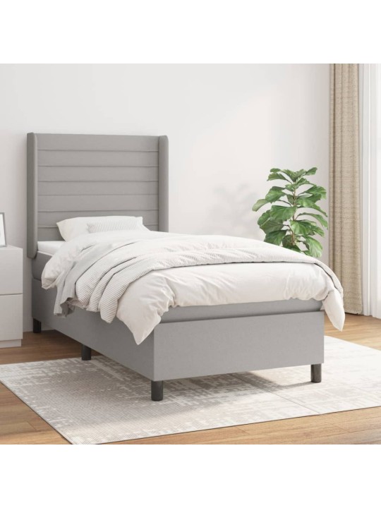 Box spring postel s matrací světle šedá 90x200 cm textil
