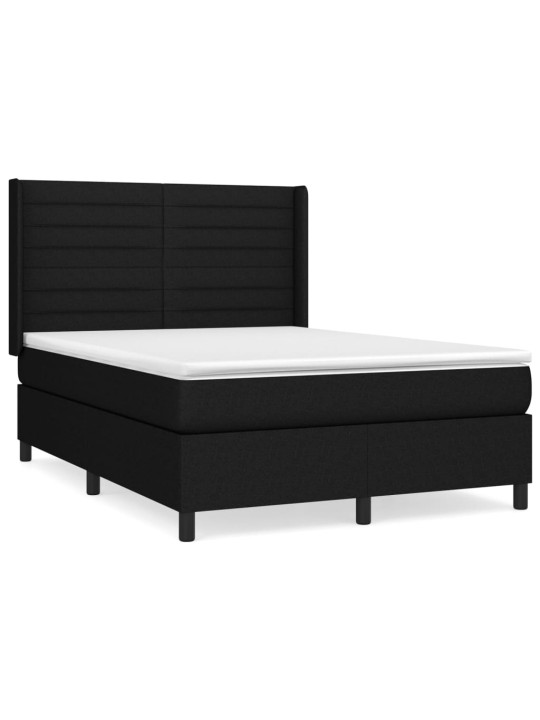Box spring postel s matrací černá 140 x 190 cm textil