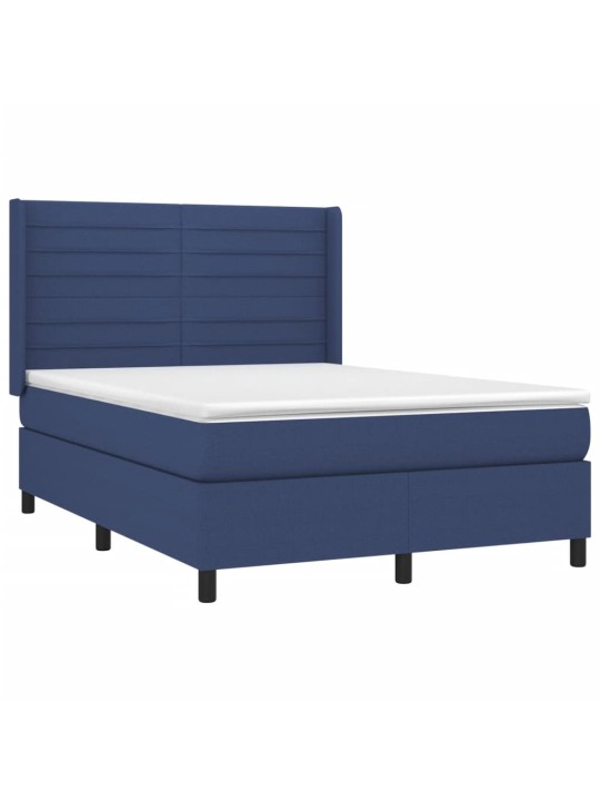 Box spring postel s matrací modrá 140x190 cm textil