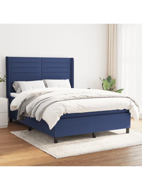 Box spring postel s matrací modrá 140x190 cm textil