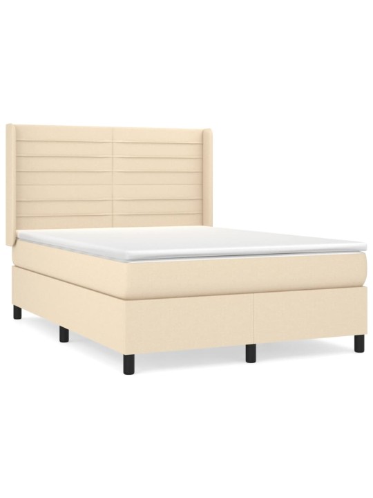 Box spring postel s matrací krémová 140x200 cm textil