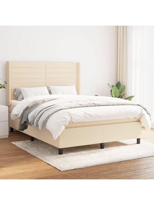 Box spring postel s matrací krémová 140x200 cm textil