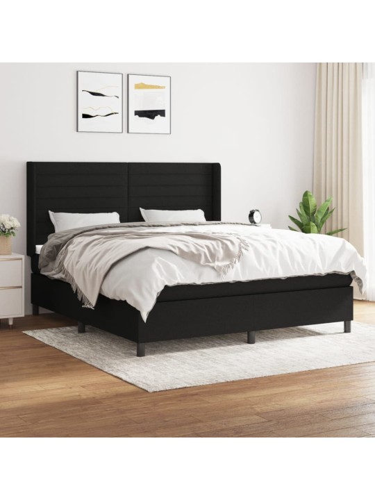 Box spring postel s matrací černá 160x200 cm textil