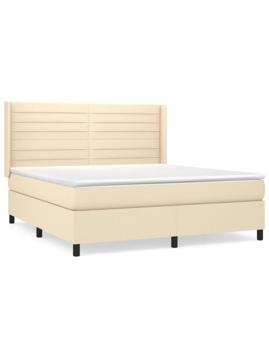 Box spring postel s matrací krémová 160x200 cm textil