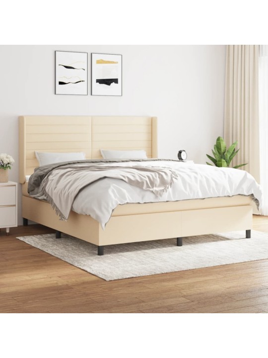 Box spring postel s matrací krémová 160x200 cm textil