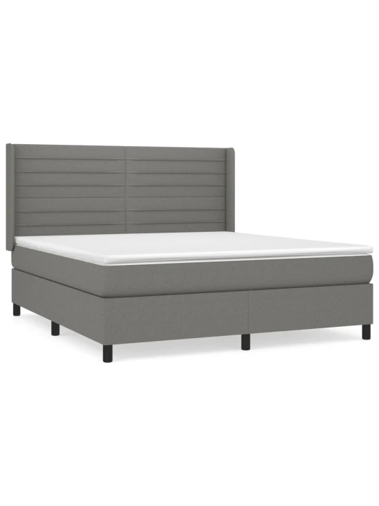 Box spring postel s matrací tmavě šedá 180x200 cm textil