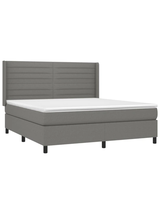Box spring postel s matrací tmavě šedá 180x200 cm textil