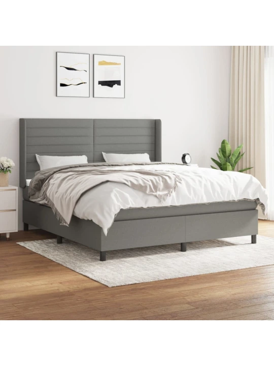 Box spring postel s matrací tmavě šedá 180x200 cm textil
