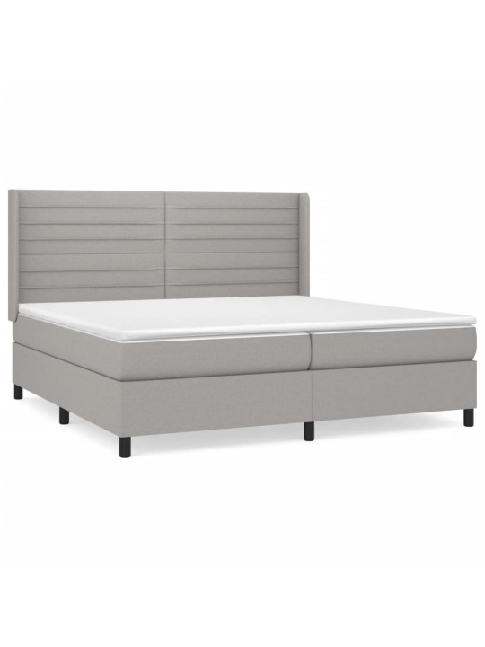 Box spring postel s matrací světle šedá 200 x 200 cm textil