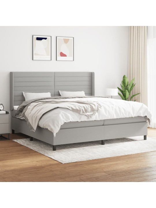 Box spring postel s matrací světle šedá 200 x 200 cm textil