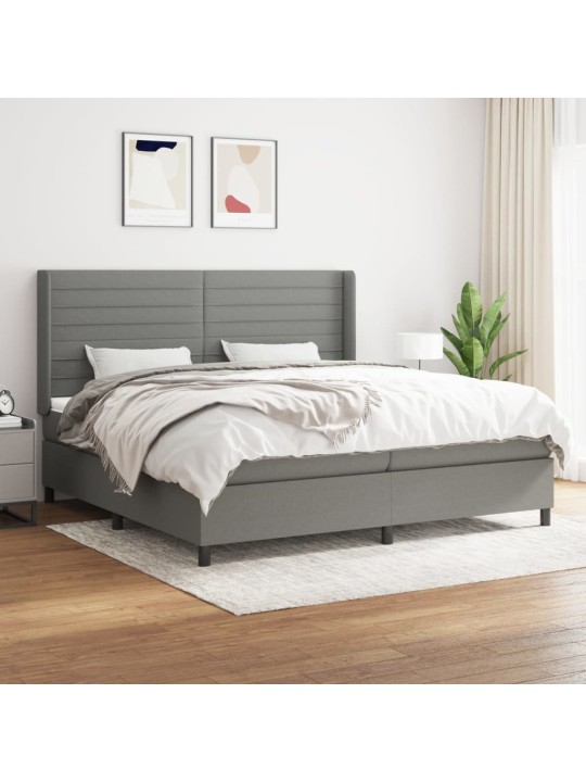 Box spring postel s matrací tmavě šedá 200x200 cm textil
