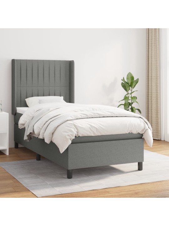 Box spring postel s matrací tmavě šedá 80 x 200 cm textil