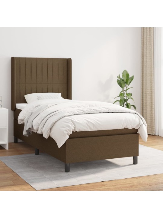 Box spring postel s matrací tmavě hnědá 80x200 cm textil