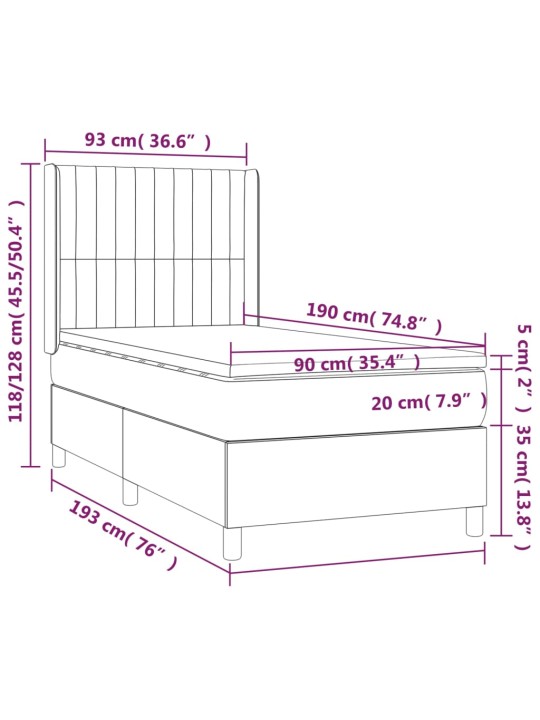 Box spring postel s matrací tmavě šedá 90x190 cm textil