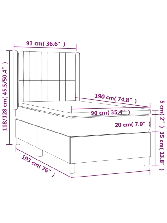 Box spring postel s matrací tmavě šedá 90x190 cm textil
