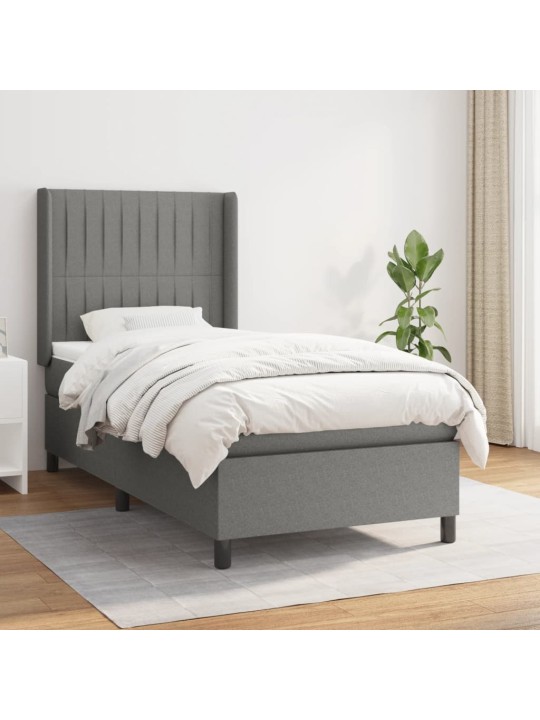 Box spring postel s matrací tmavě šedá 90x190 cm textil