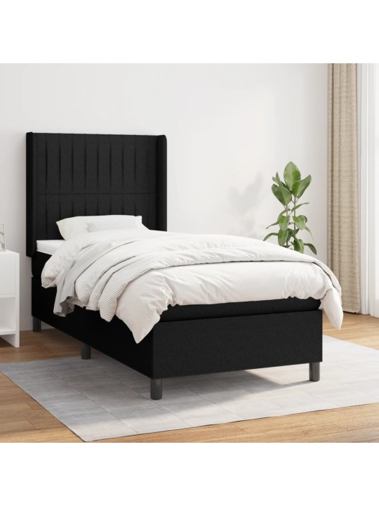 Box spring postel s matrací černá 90x190 cm textil