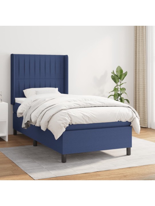 Box spring postel s matrací modrá 90x190 cm textil