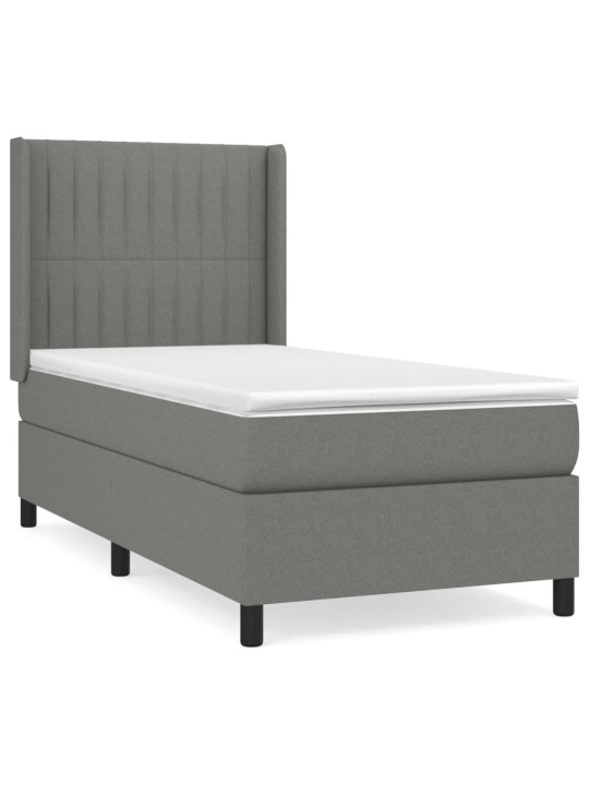 Box spring postel s matrací tmavě šedá 90x200 cm textil