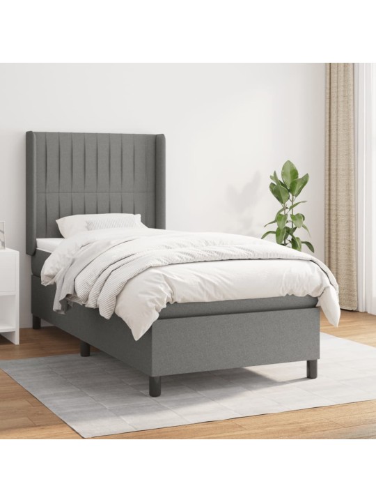 Box spring postel s matrací tmavě šedá 90x200 cm textil