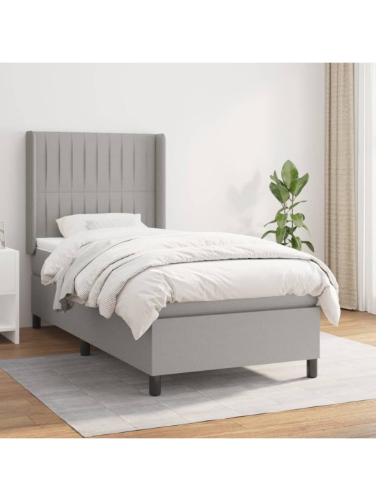 Box spring postel s matrací světle šedý 100 x 200 cm textil