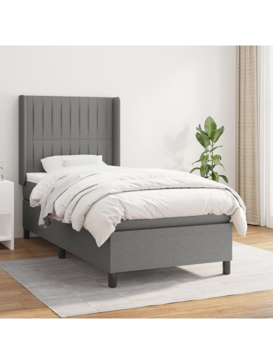 Box spring postel s matrací tmavě šedá 100 x 200 cm textil