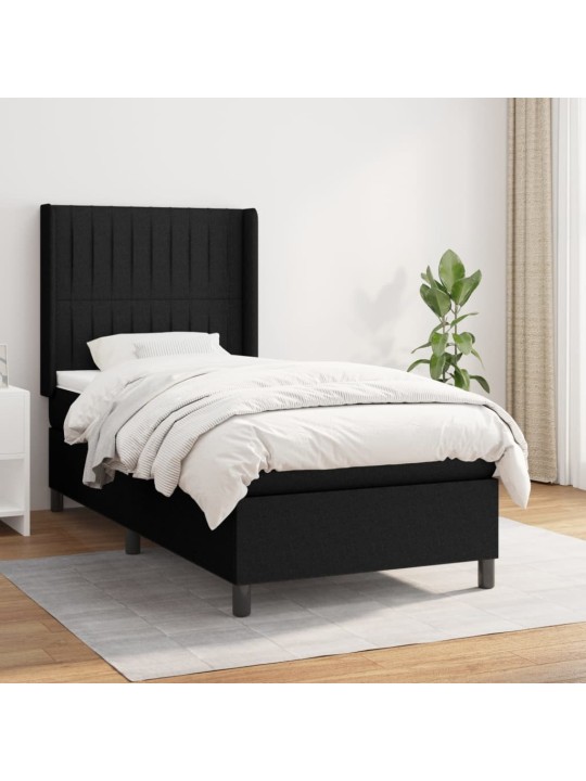 Box spring postel s matrací černá 100 x 200 cm textil