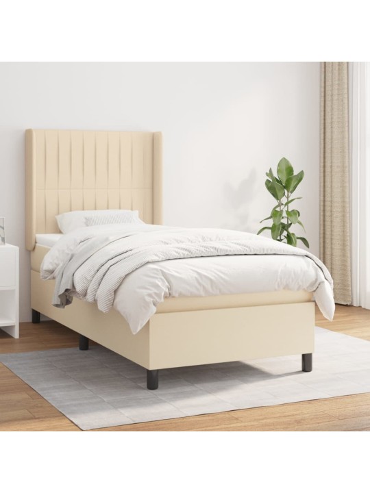 Box spring postel s matrací krémová 100 x 200 cm textil