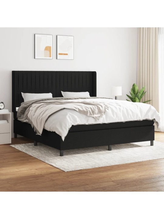 Box spring postel s matrací černá 160x200 cm textil