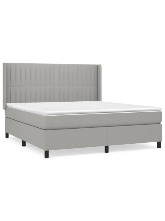 Box spring postel s matrací světle šedá 180 x 200 cm textil