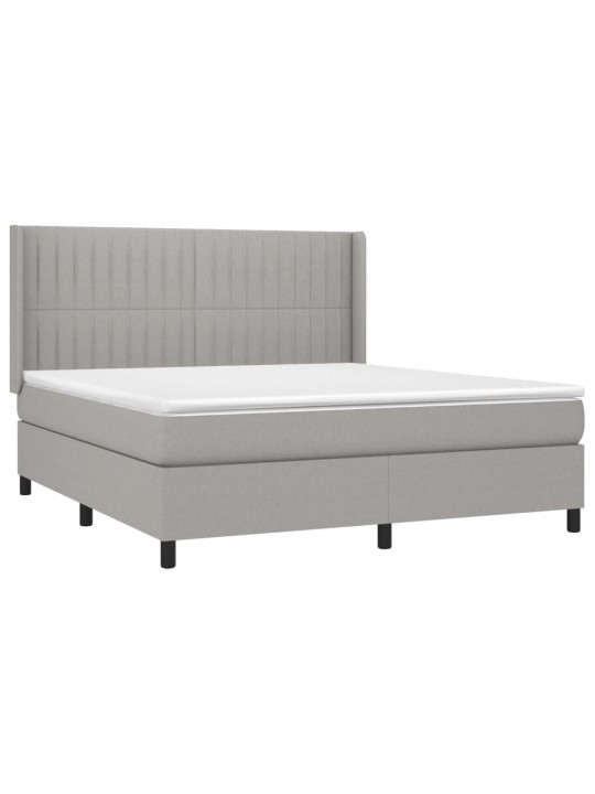 Box spring postel s matrací světle šedá 180 x 200 cm textil
