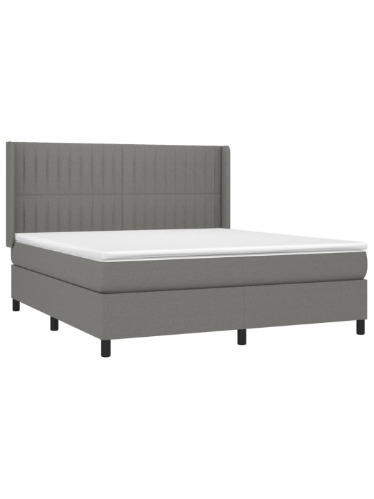 Box spring postel s matrací tmavě šedá 180x200 cm textil