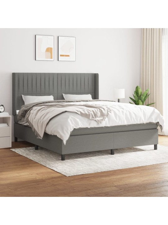 Box spring postel s matrací tmavě šedá 180x200 cm textil