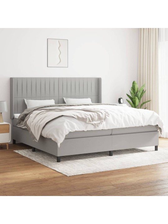 Box spring postel s matrací světle šedá 200 x 200 cm textil