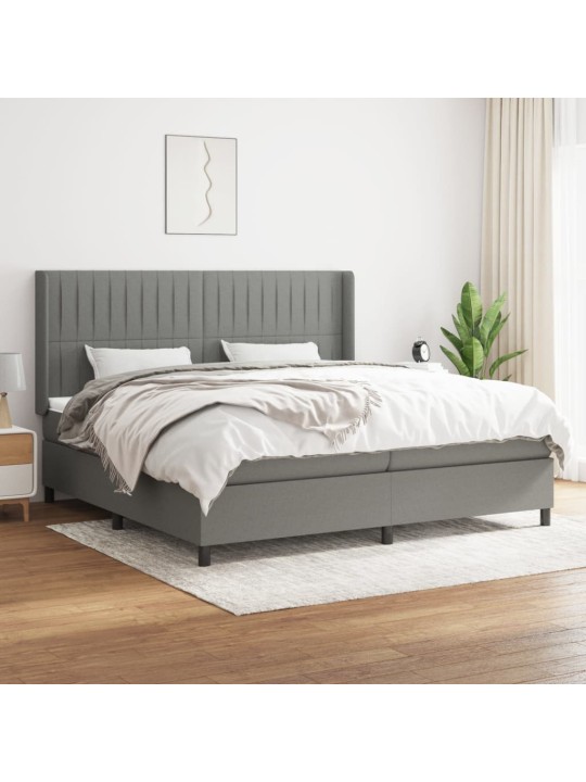 Box spring postel s matrací tmavě šedá 200x200 cm textil