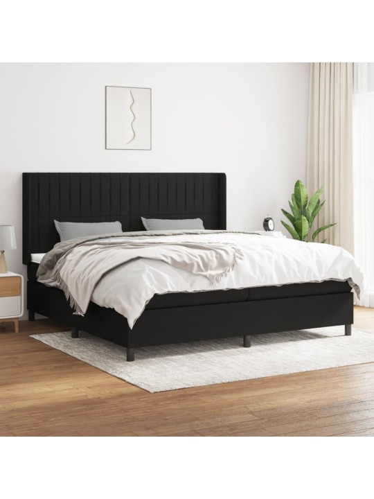 Box spring postel s matrací černá 200x200 cm textil