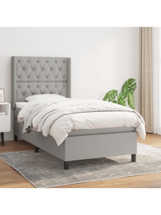 Box spring postel s matrací světle šedá 80 x 200 cm textil