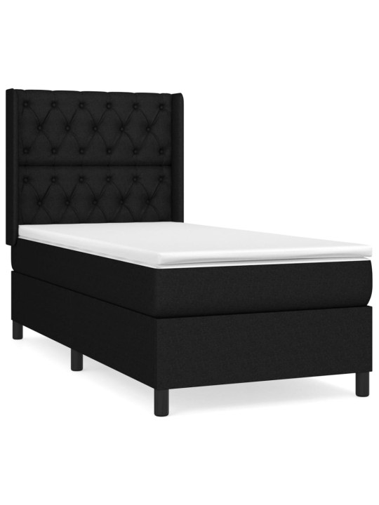 Box spring postel s matrací černá 80 x 200 cm textil