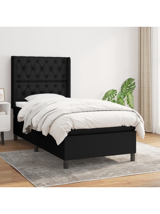 Box spring postel s matrací černá 80 x 200 cm textil