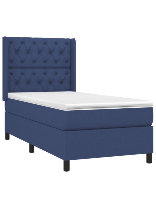 Box spring postel s matrací modrá 80x200 cm textil