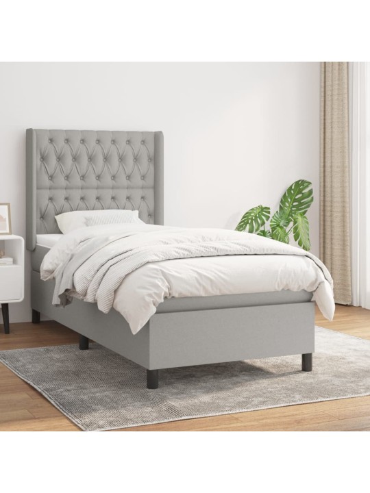 Box spring postel s matrací světle šedá 90x200 cm textil