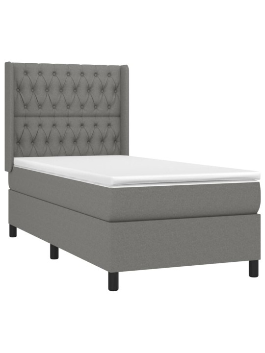 Box spring postel s matrací tmavě šedá 90x200 cm textil
