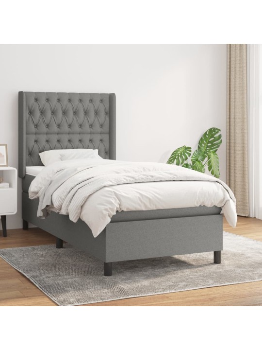 Box spring postel s matrací tmavě šedá 90x200 cm textil