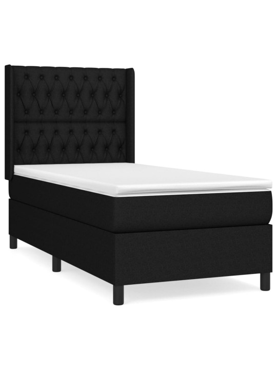 Box spring postel s matrací černá 100 x 200 cm textil