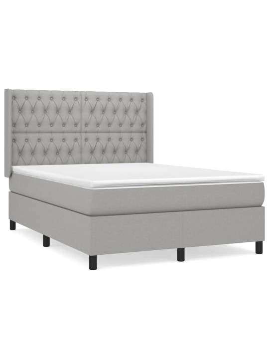 Box spring postel s matrací světle šedá 140 x 190 cm textil
